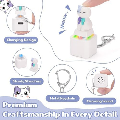 Netholid mechanical keycap keychain emitting colorful LED light illumination under the cat figure