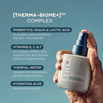 Microbiome friendly Luna Daily body spray for sensitive skin care.