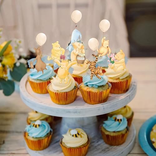 Assorted 8 styles of Classic Pooh party toppers for baby showers