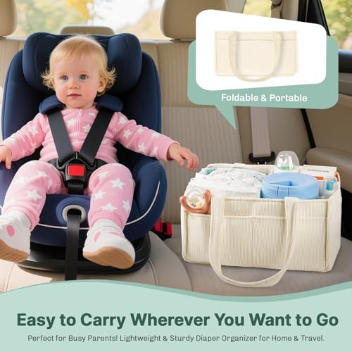 Jolensoy baby essentials storage basket empty and folded flat