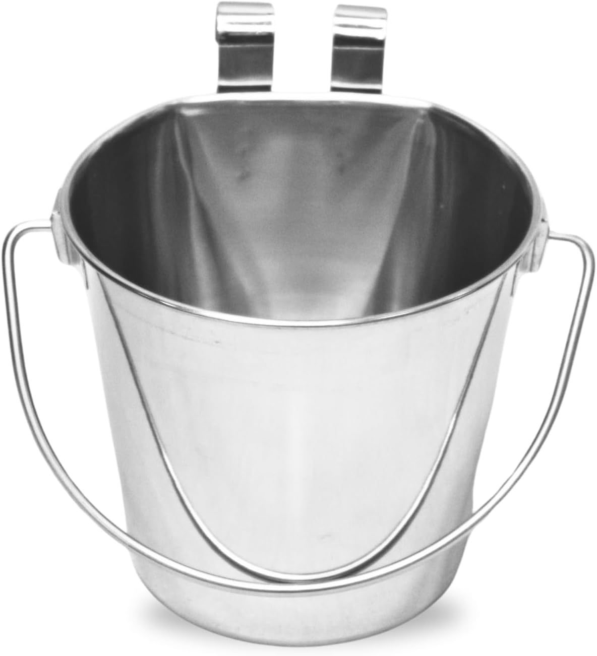 Stainless Steel Flat Side Bucket with Dual Hooks 2 Quart (0.5Gallon)- Heavy Duty Hanging Dog Water & Food Bowl Kennel, Cage & Crate, Durable Pet Pail for Dogs, Cats, Birds & Small Animals - Image 12