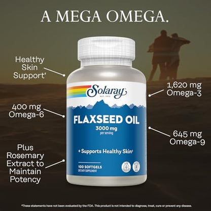 Close up of Solaray Flaxseed Oil softgels