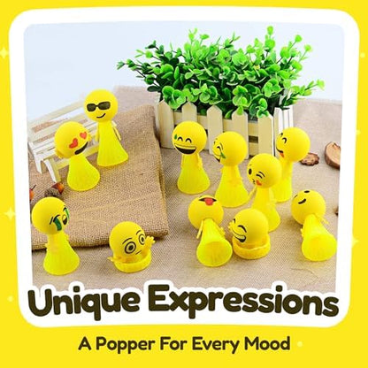 Assorted twelve different emoticon expressions on soft EVA foam heads