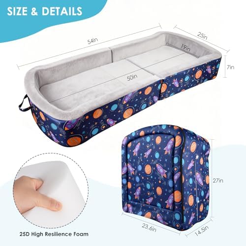 TDKDHoming foldable kids floor bed showing blue space pattern with planets