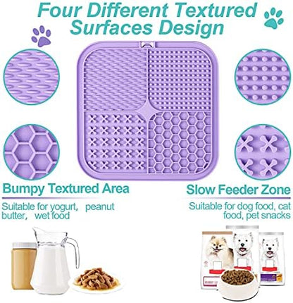 Lukito Cat Peanut Butter Lick Pad in use on shower tile