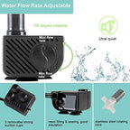 Hygger 53GPH mini water pump power cord and plug