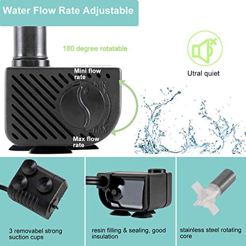 Hygger 53GPH mini water pump power cord and plug