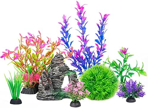 Ameliade non toxic artificial aquatic plants with weighted bases for safe goldfish bowls
