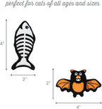 Close up view of the Pearhead Halloween plush bat toy highlighting its rattle feature.