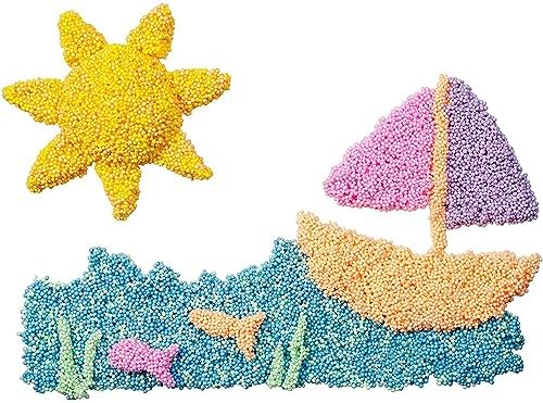 Four sparkle and four classic color pods of imported sensory play foam arranged neatly.