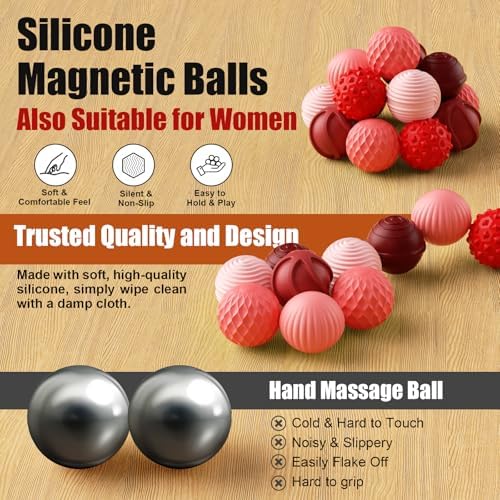 Adult hand holding and connecting two RIVGOT magnetic stress relief spheres