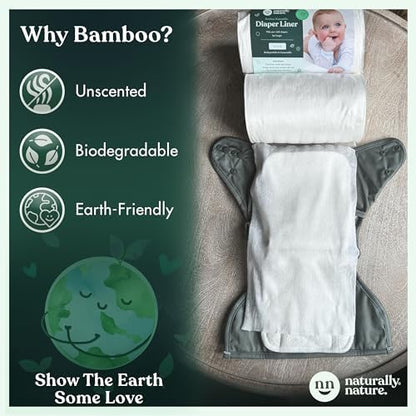 Naturally Nature diaper liners packaging showing 200 count total