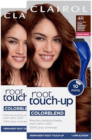 Clairol Nice n Easy gray root coverage kit contents including permanent color creme, color activating lotion, and application bowl.