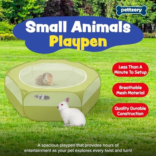 Small Animal Playpen with Zippered Top, Portable Waterproof Pet Cage (47"x23") for Kitten, Bunny, Guinea Pig, Hamster, Chicken Brooder, Indoor & Outdoor Exercise Pen, Foldable Design - Image 3