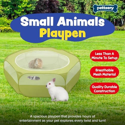 Small Animal Playpen with Zippered Top, Portable Waterproof Pet Cage (47"x23") for Kitten, Bunny, Guinea Pig, Hamster, Chicken Brooder, Indoor & Outdoor Exercise Pen, Foldable Design - Image 3