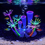 Soft purple simulation plant ornament swaying gently in fish tank