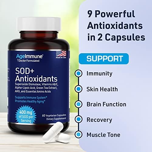 Authentic USA imported AgeImmune healthy aging supplement bottle standing upright.