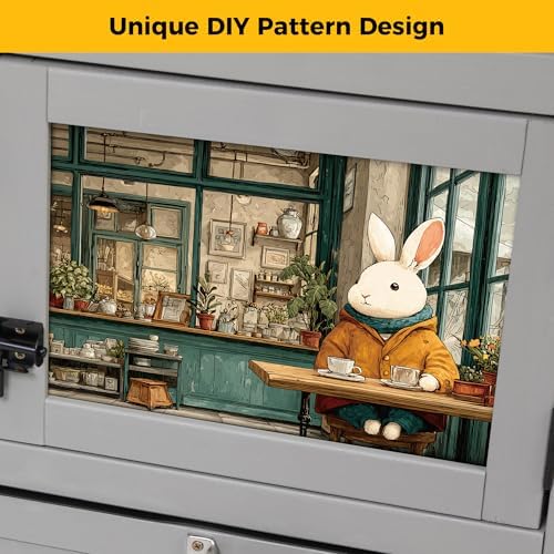 COZIWOW Large 92IN Outdoor Rabbit Hutch with 3 Run Boxes, Weatherproof Bunny Cage with Asphalt Roof & Sunlight Panels, Hands-Free Clean Tray & Metal Wire Mesh, 2-Tier Rest & for 2-3 Rabbits, Grey - Image 6