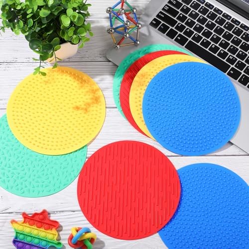 Full eight piece set of Gemscream sensory cushions organized by color for tactile play.