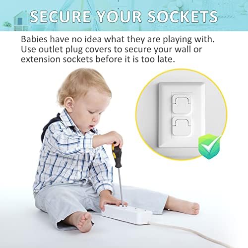 Close up of 4our Kiddies child safety plug protectors showing hidden ring pull handle