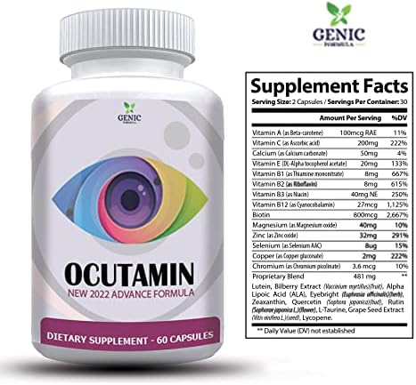 Ocutamin 60 capsule bottle for vision support and eye health