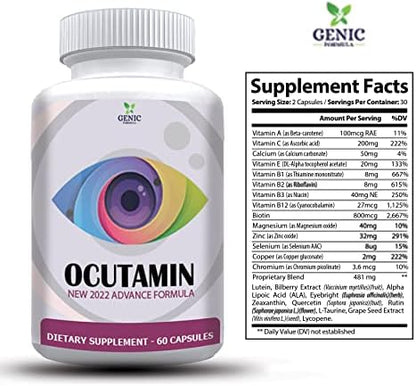 Genic Formula Ocutamin eye health supplement packaging details