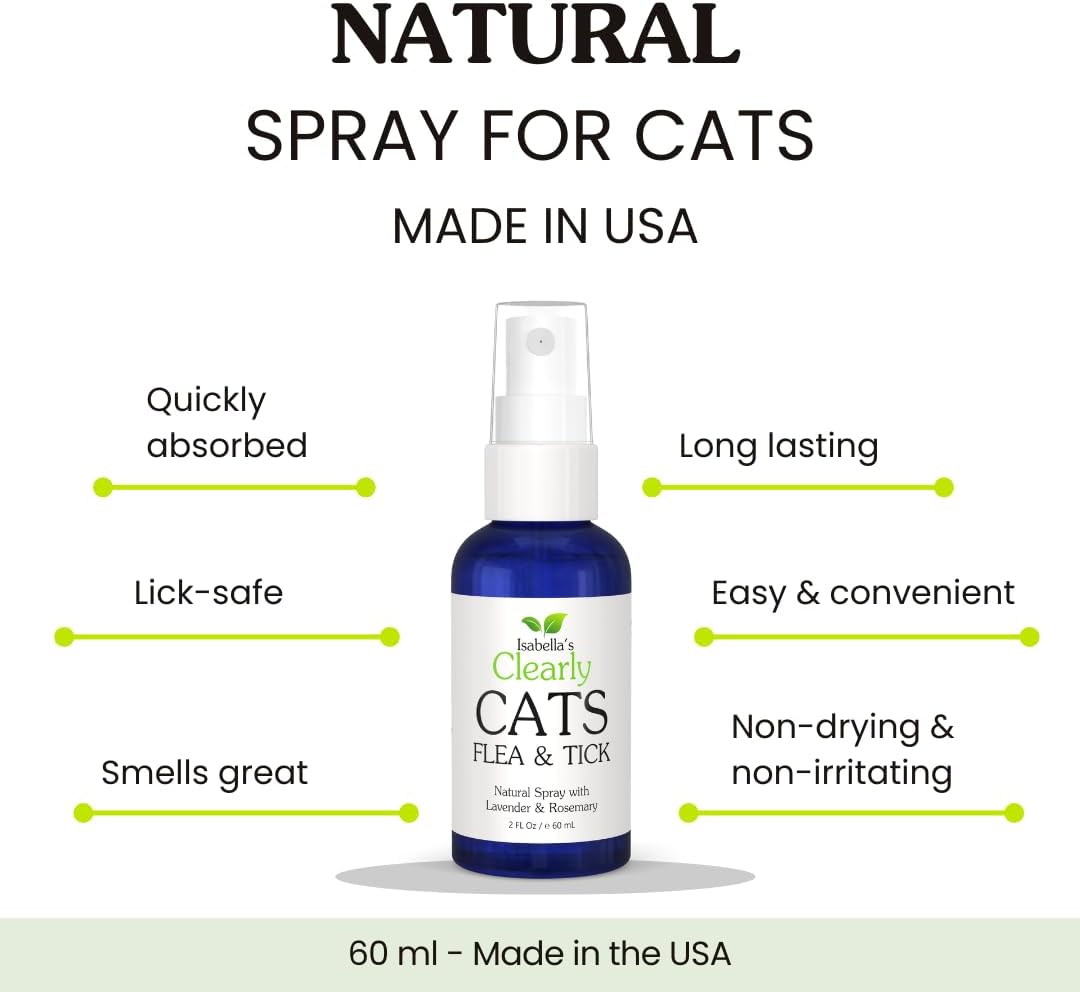 Isabella's Clearly Cats non-toxic tick repellent for felines application instructions label