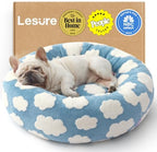 LE SURE Shown on TV Donut Dog Bed Medium Size Dog - Round Cat Beds Indoor as Bed Gift for Calming with Washable Cover, Cute Home Decor Bed with Jacquard Shaggy Plush & Anti Slip Bottom, 30 Inch, Blue - Image 2