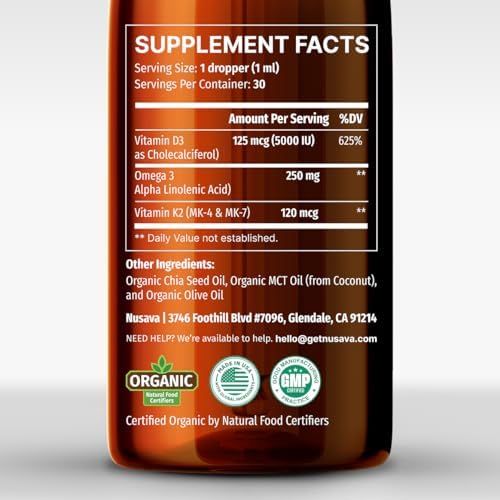 Nusava organic wellness drops dual bottle package layout