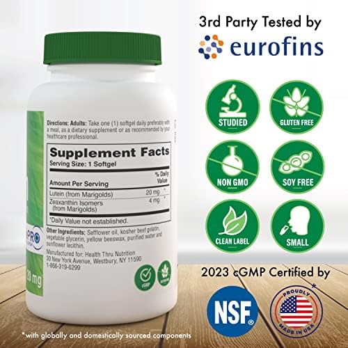 Health Thru Nutrition Lutein 20mg supplement facts label
