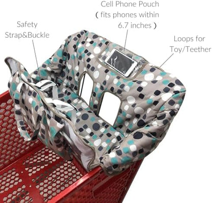 PandaEar 2-in-1 baby highchair cover gray polka dot design