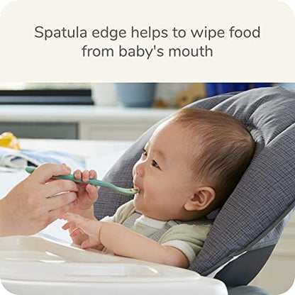 Multi-pack of colorful NUK baby spoons suitable for infants aged six months and up.