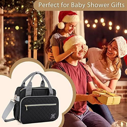 Gogoso crossbody diaper bag featuring quilted front pocket design