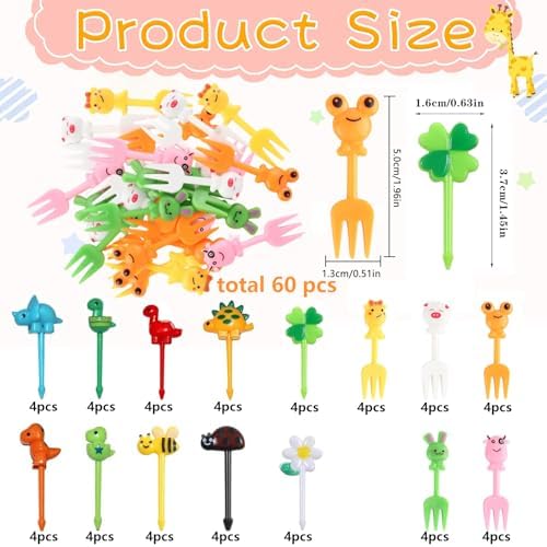 Reusable plastic giraffe and panda food picks for lunch