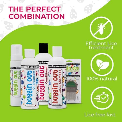 Buggin Out Lice Removal Mousse and Dimethicone Oil for effective nit removal