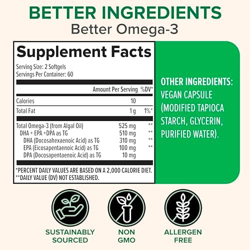 Zenwise Health vegan omega 3 supplement label details