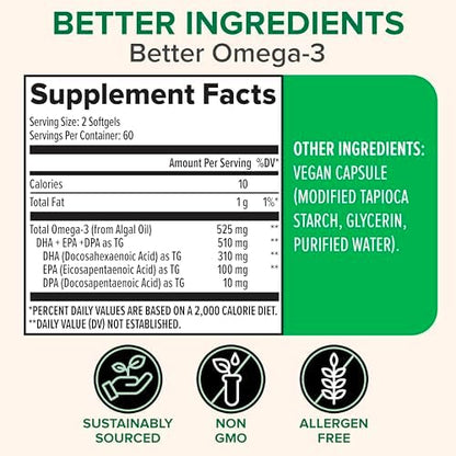 Zenwise Health vegan omega 3 supplement label details