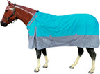 Rugged Ride waterproof turnout rug showing the full coverage tail flap and rear adjustable elastic leg straps.