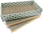 Mecool cat scratcher lounge bed with green geometric pattern
