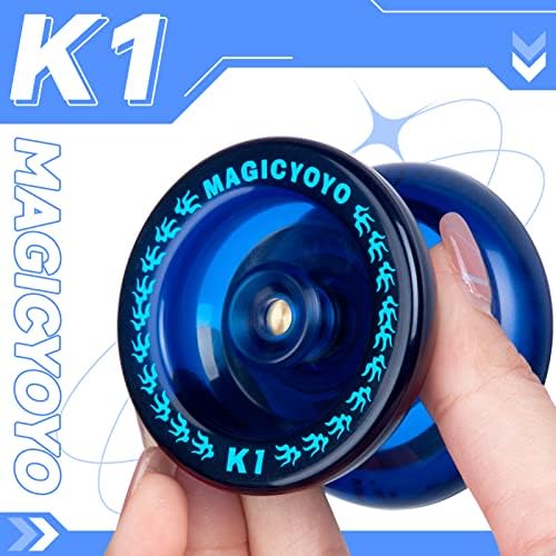 MAGICYOYO K1 Professional Responsive Yoyo for Kids 8-12, Hubstacks Yo-yo for Kids, Dual Purpose Yoyo with Unresponsive Bearing, Storage Bag + 12 Strings +Yo-Yo Glove +2 Yo yo Hubstacks (Dark Blue) - Image 6