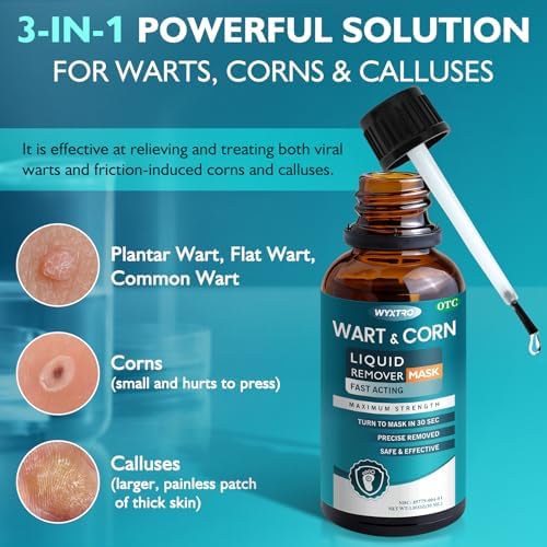 WYXTRO 30ml wart remover packaging showing soothing botanical ingredients.