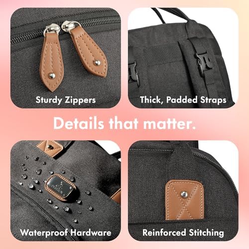 Dikaslon diaper bag backpack attached to stroller using integrated stroller straps