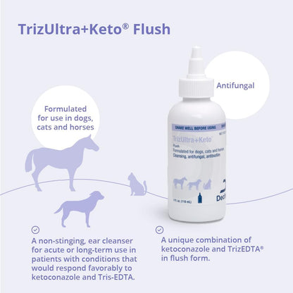Close up of Dechra TrizULTRA Plus Keto Flush branding and bottle cap