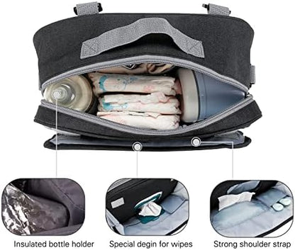 Momigo baby essentials organizer being used as a handheld tote bag