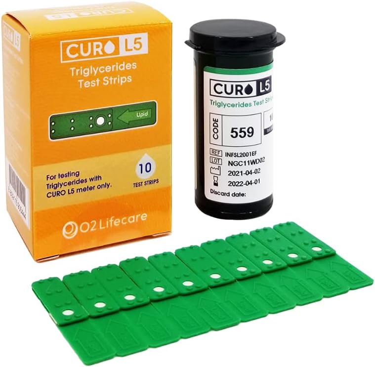 CUROFIT Fast and Accurate Blood Triglycerides Test Strips ten count box front view