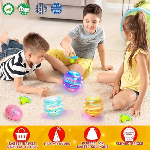 Colorful plastic Easter egg toys with LED gyroscope