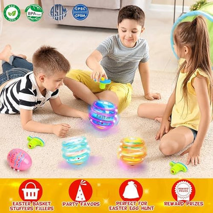 Colorful plastic Easter egg toys with LED gyroscope