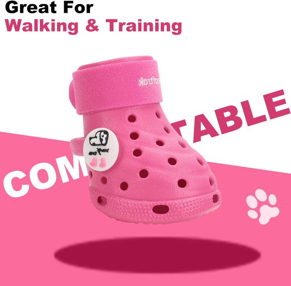 Wooftrak pink dog booties non-slip sole view