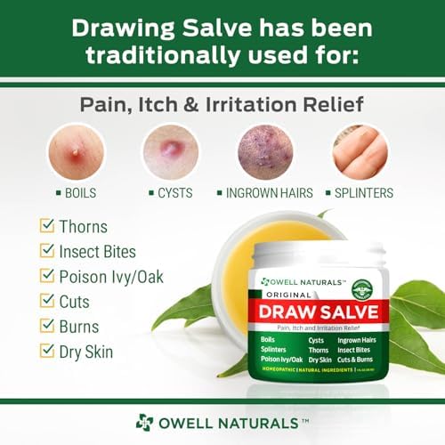 OWELL NATURALS Amish Origins draw salve 2 Ounce packaging for ingrown hairs