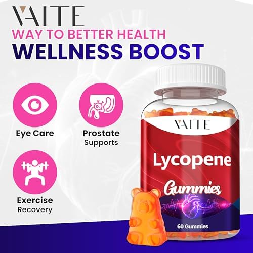 Side angle of VAITE vegan sugar free lycopene chewables showing the orange flavor indicator.